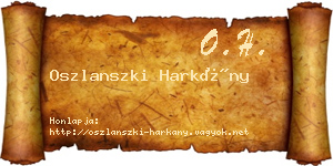 Oszlanszki Harkány névjegykártya