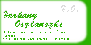 harkany oszlanszki business card